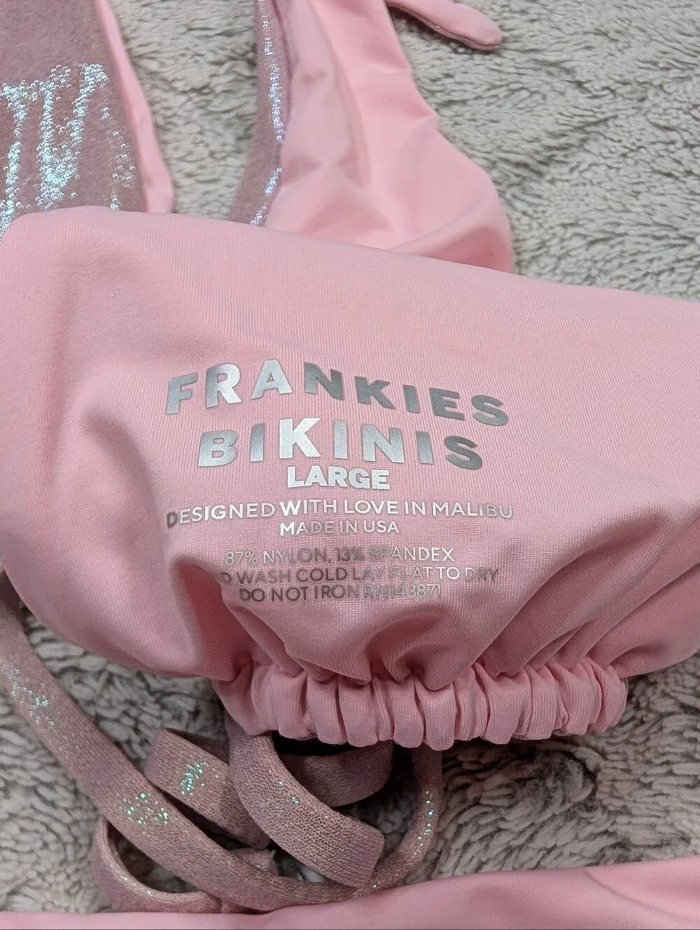 Frankies Bikinis Set Womens M/L Pink Iridescent Julianne Top Dawson Bottom NEW